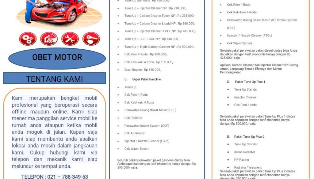 Bengkel Mobil Obet Motor Layanan HOME Service